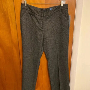 APT 9 Modern Fit Women’s Black/White herringbone Faux Leather Trim Pants, Sz 16